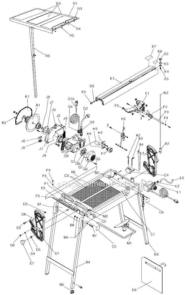 Page A Diagram and Parts List for MK-112  MK Diamond Tile Saw